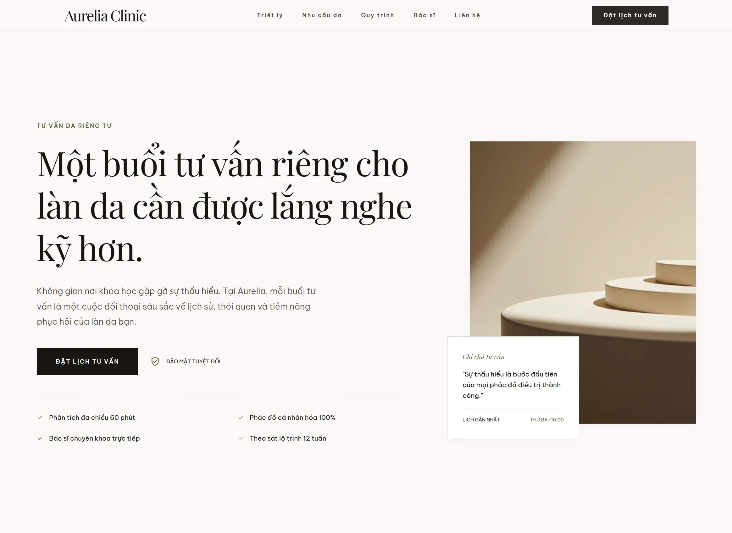 Demo website cao cấp Aurelia Clinic
